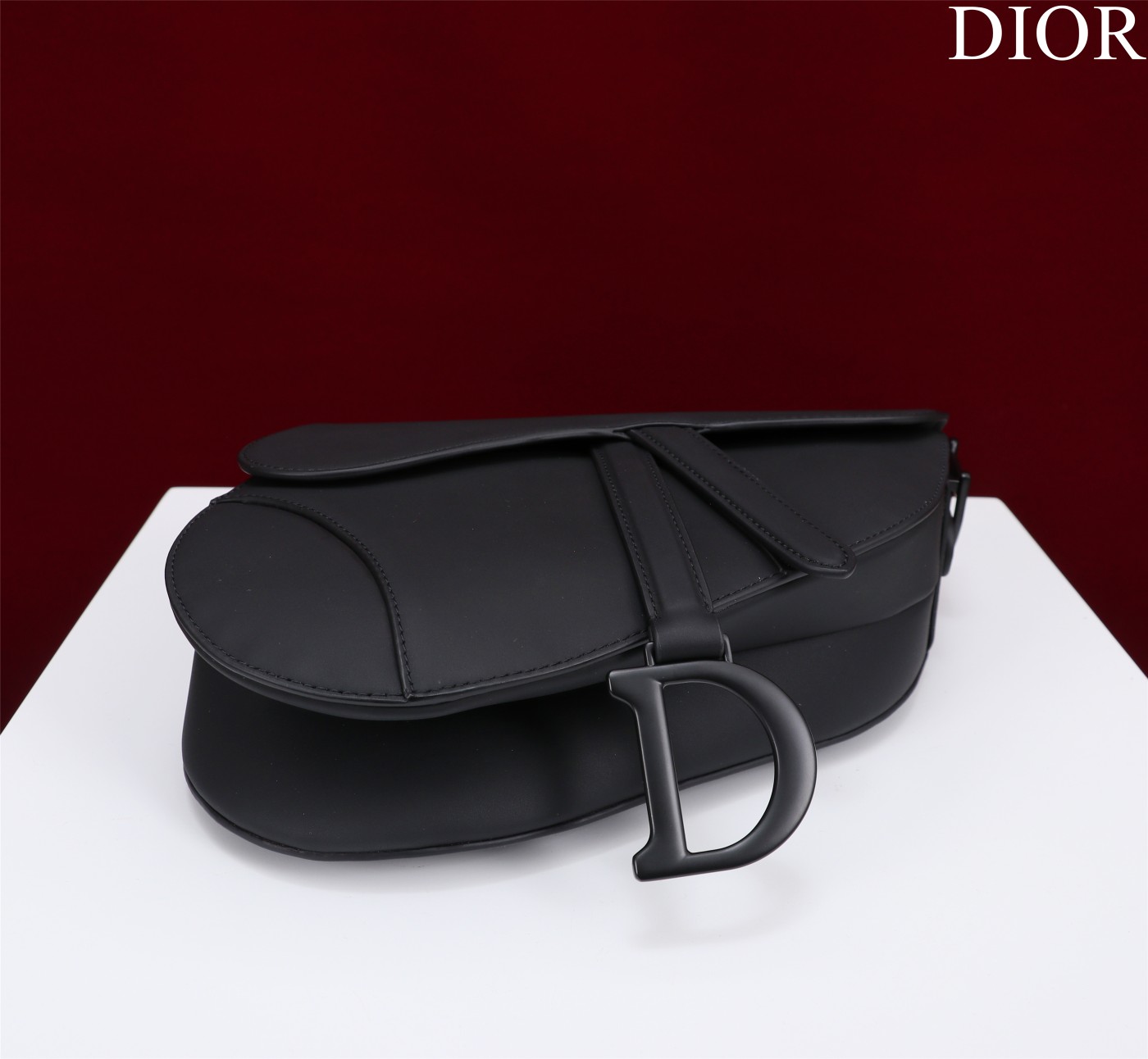 Saddle Bag with Strap Black Ultramatte Calfskin